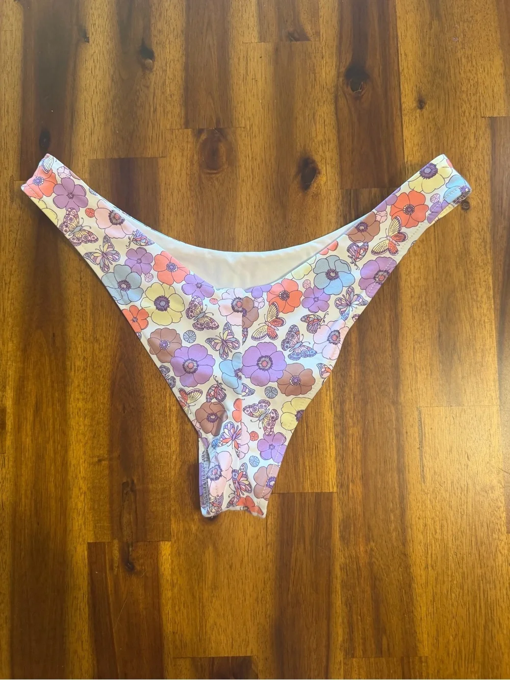 Frankie's Bikinis Multicolor Floral & Butterfly Bikini Bottoms in Mariposa